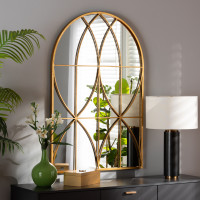 Baxton Studio RXW-10393-Gold Celerina Modern and Contemporary Gold Finished Metal Accent Wall Mirrors
